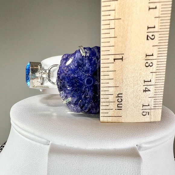 XL Solar Quartz 🐉 Dragon 925 Blue Purple Gemstone Pendant Bracelet Earrings - Picture 8 of 11